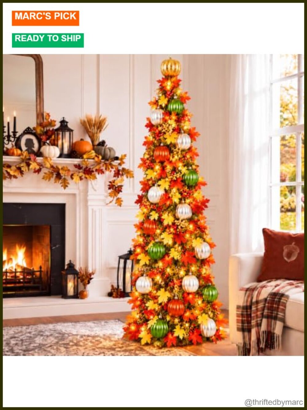5ft Lighted Pop Up Tinsel Tree Fall Thanksgiving Decor
